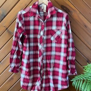 Red and White Plaid Sleep Shirt
